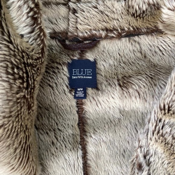 Saks Fifth Avenue Faux Fur Jacket Brown - Picture 2 of 2